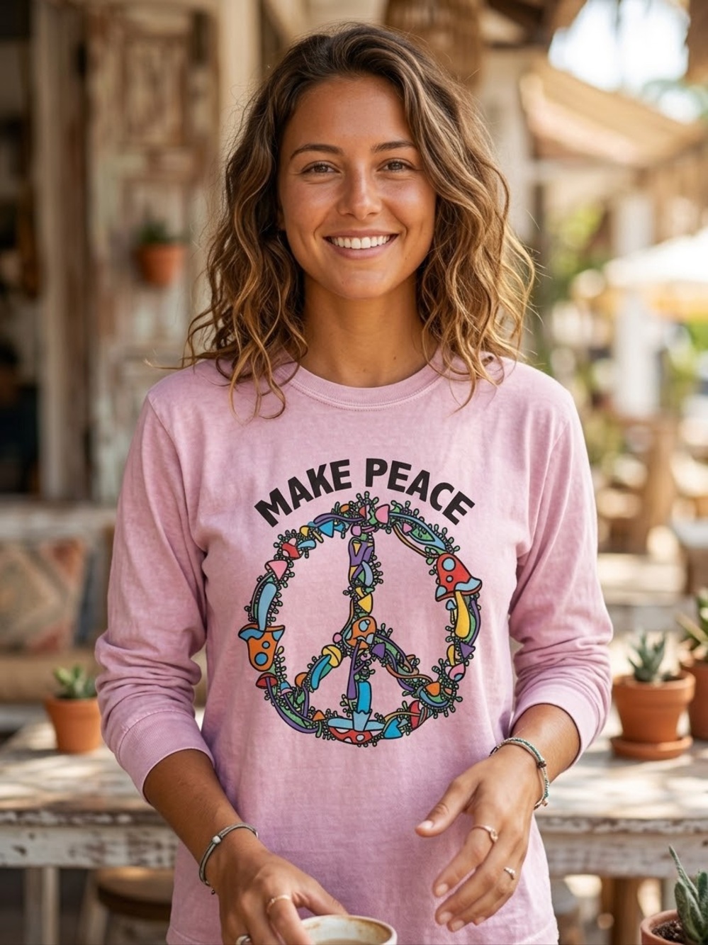 A.Lab 'Make Peace' Graphic Long-Sleeve Tee